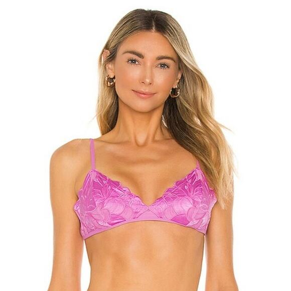 L*Space Jean Bikini Top in Rosebud Pink/Purple Floral Size Medium NWOT - Picture 1 of 5